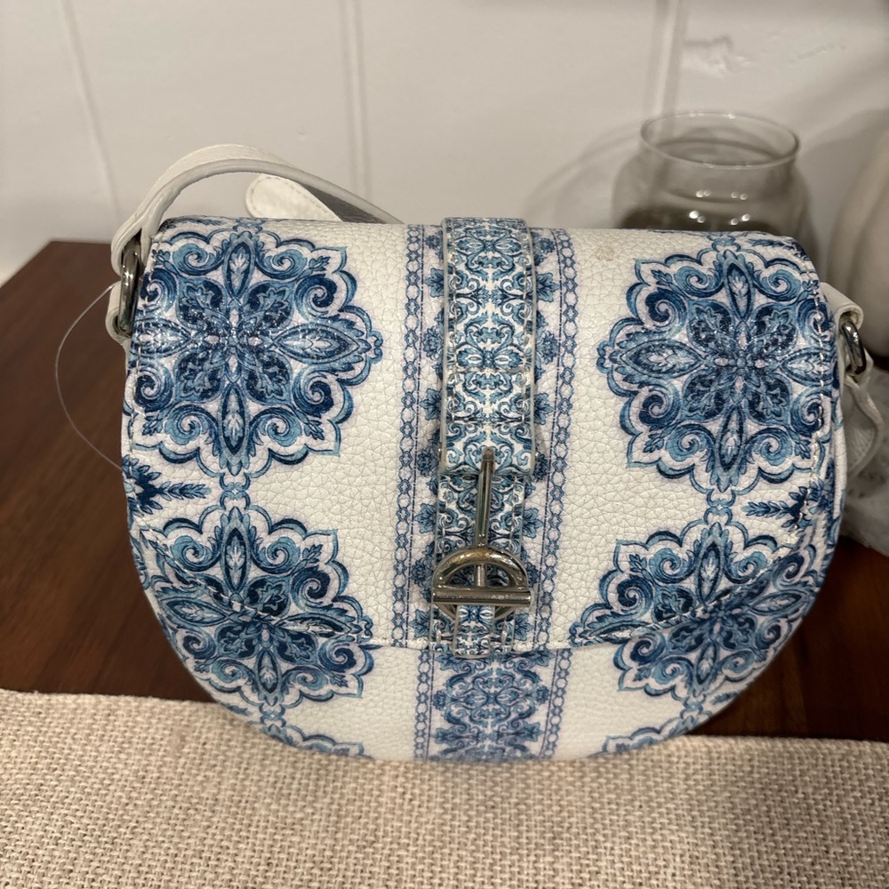 Talbots Blue and White Crossbody Bag